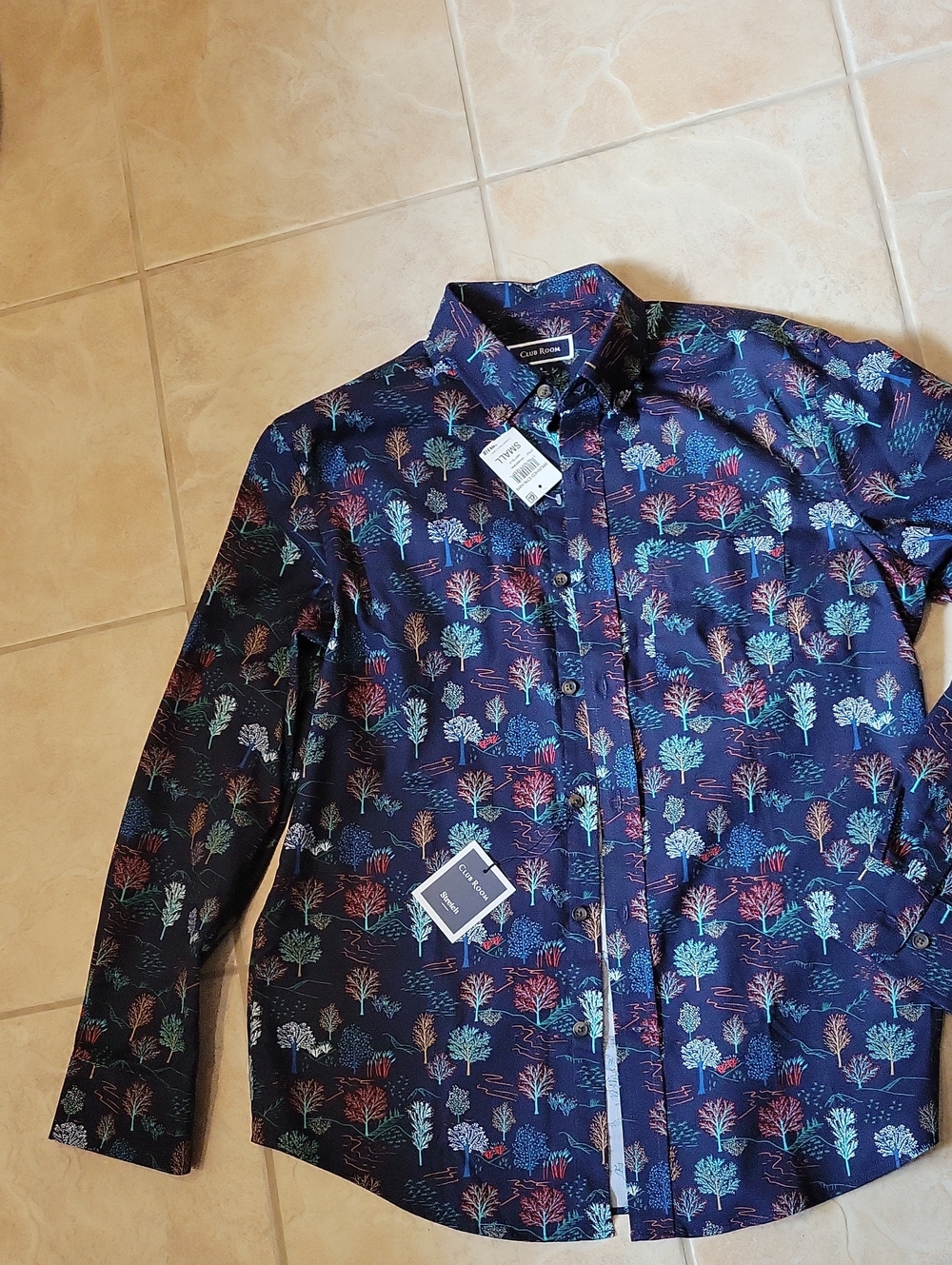 Club Room Men's Tree-pattern Shirt Size S